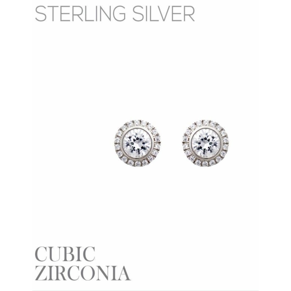 Sterling Silver Round Radiant CZ Halo Stud Earrings Radiant Stunning